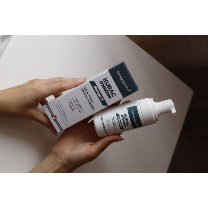 Ніжна пінка для вмивання з Пребіотиками Kurac mousse, Braderm, Італія