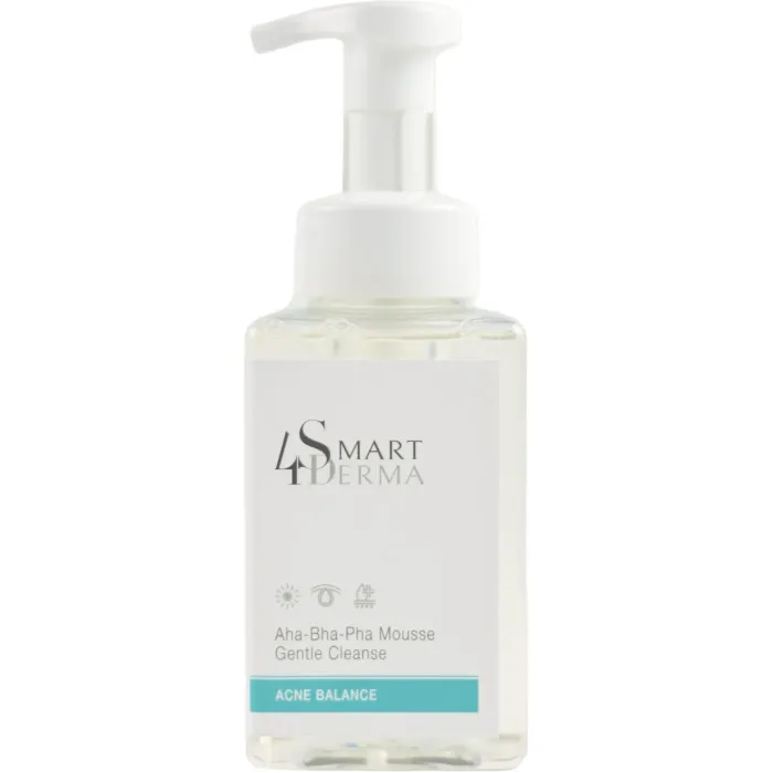 Очищувальна мультикислотна пінка для жирної шкіри з акне, AHA-BHA-PHA Mousse Gentle Cleanse, Acne Balance, Smart4Derma, Україна,