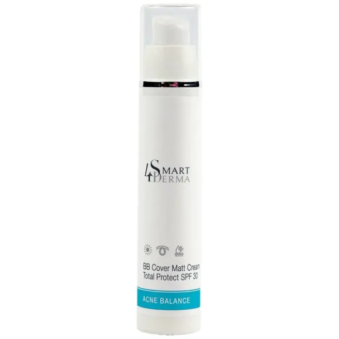 Матуючий ВВ крем SPF 30, BB Cover Matt Cream Total Protect SPF 30, Acne Balance, Smart4Derma, Україна