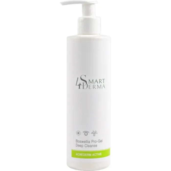 Інтенсивний очищуючий гель з босфелією для жирної шкіри, Boswellia Pro Gel Deep Cleanse, Acne Derm Active, Smart4Derma, Україна
