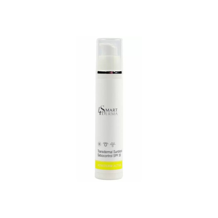 Лікувальний сонцезахисний крем для проблемної шкіри SPF 30, Transdermal Sunblock Sebocontrol Cream SPF 30, Acne Derm Active, Smart4Derma, Україна