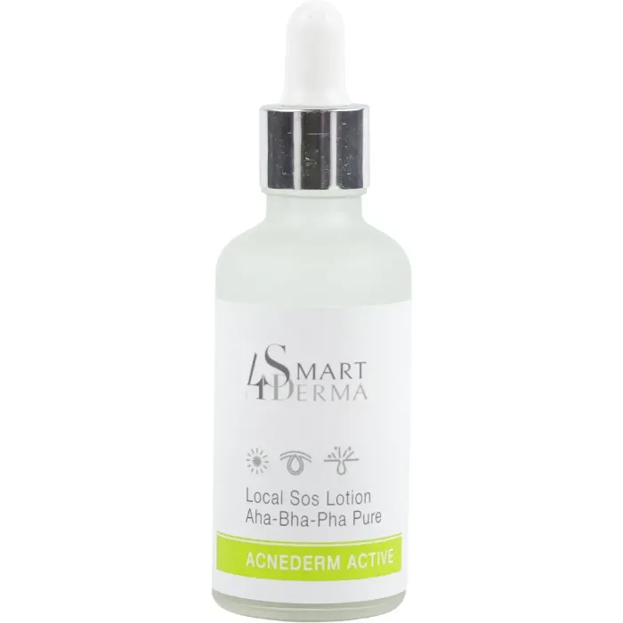 Мультикислотна локальна присушка, Local SOS Lotion AHA-BHA-PHA Pure, Acne Derm Active, Smart4Derma, Україна