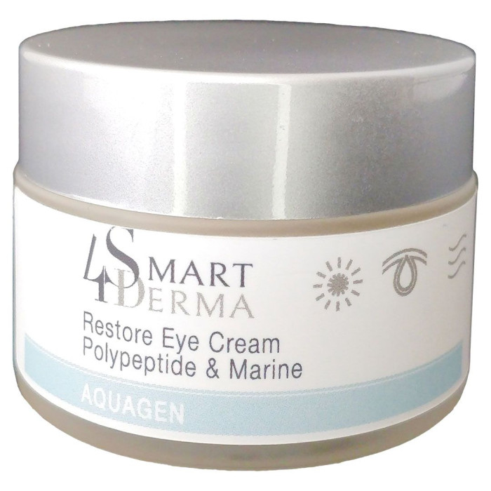 Дренажний антивіковий крем для зони навколо очей, Restore Eye Cream Polypeptide & Marine, Smart4Derma, Aquagen, Україна
