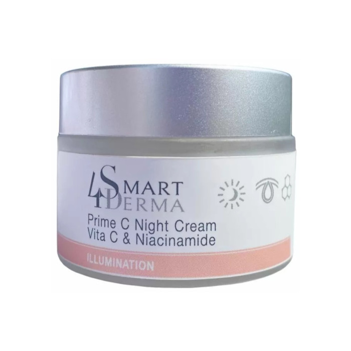 Нічний супер антиоксидантний крем, Prime C Night Cream Vita & Niacinamide, Illumination, Smart4Derma, Україна